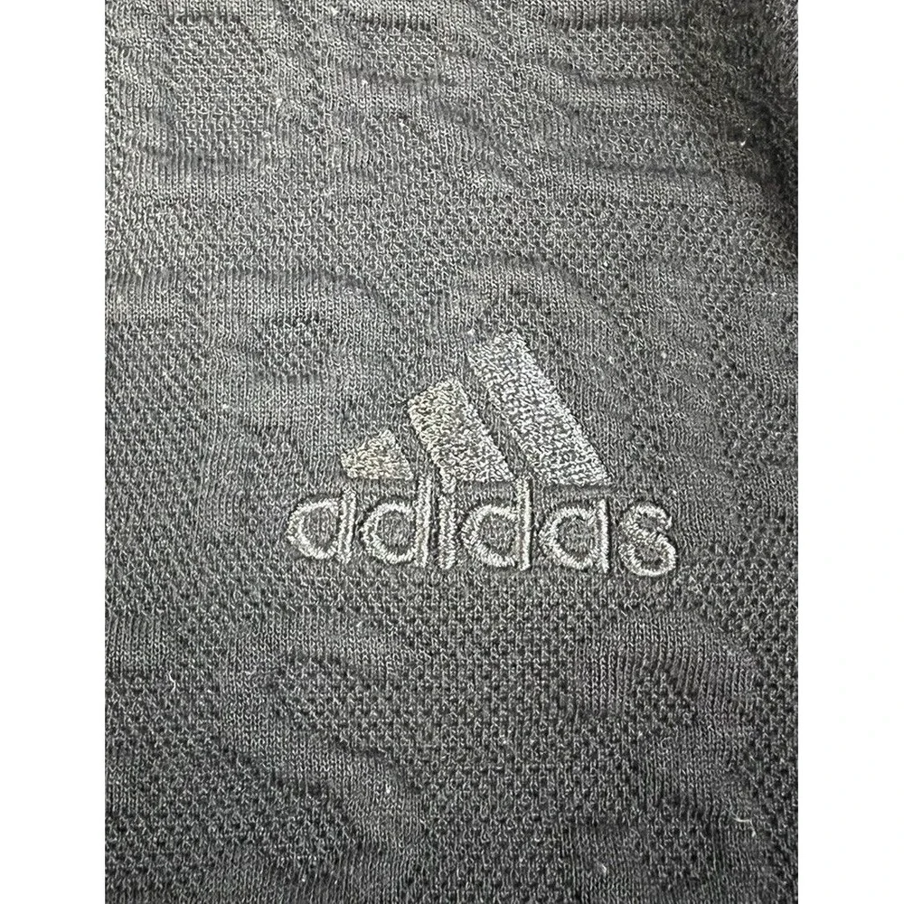 ADIDAS Mens Black Pullover Sweatshirt Typography Tonal All Over Print Size Small
